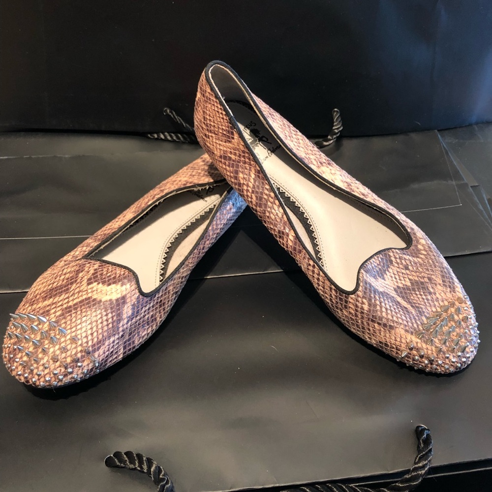 Sam Edelman Circus Studded Python Look Flats 7.5 - image 1
